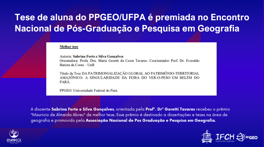 Aluna do PPGeo/UFPA conquista prêmio 