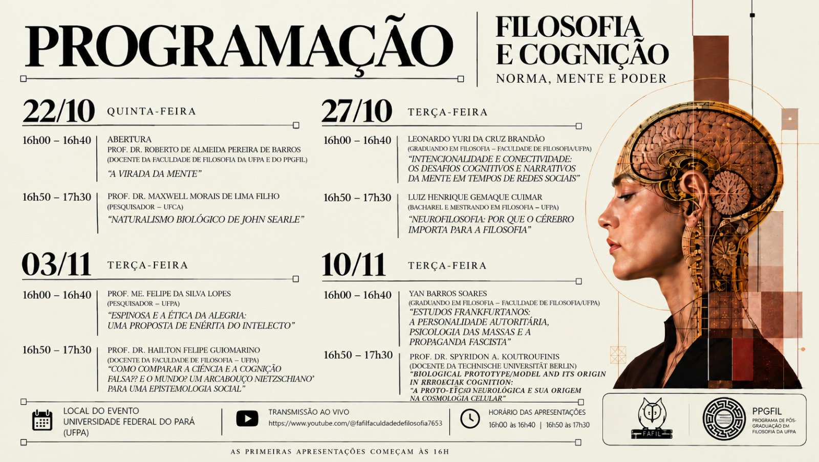 Evento Filosofia e Cognição ocorrerá em outubro e novembro no formato virtual